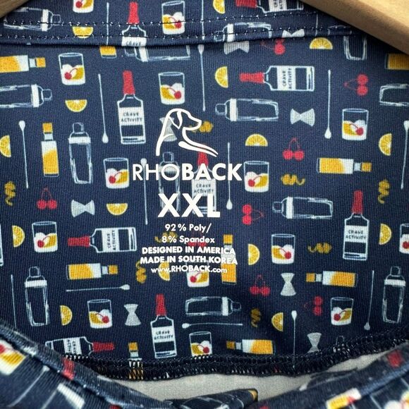 Rhoback Men’s Admirable Navy The Old Fashioned All Over Novelty Printed Short Sl - Picture 4 of 9